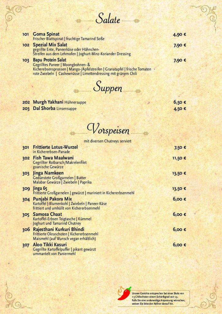 bapu restaurant india catering food berlin Stahnsdorfer Damm 19 menu 02